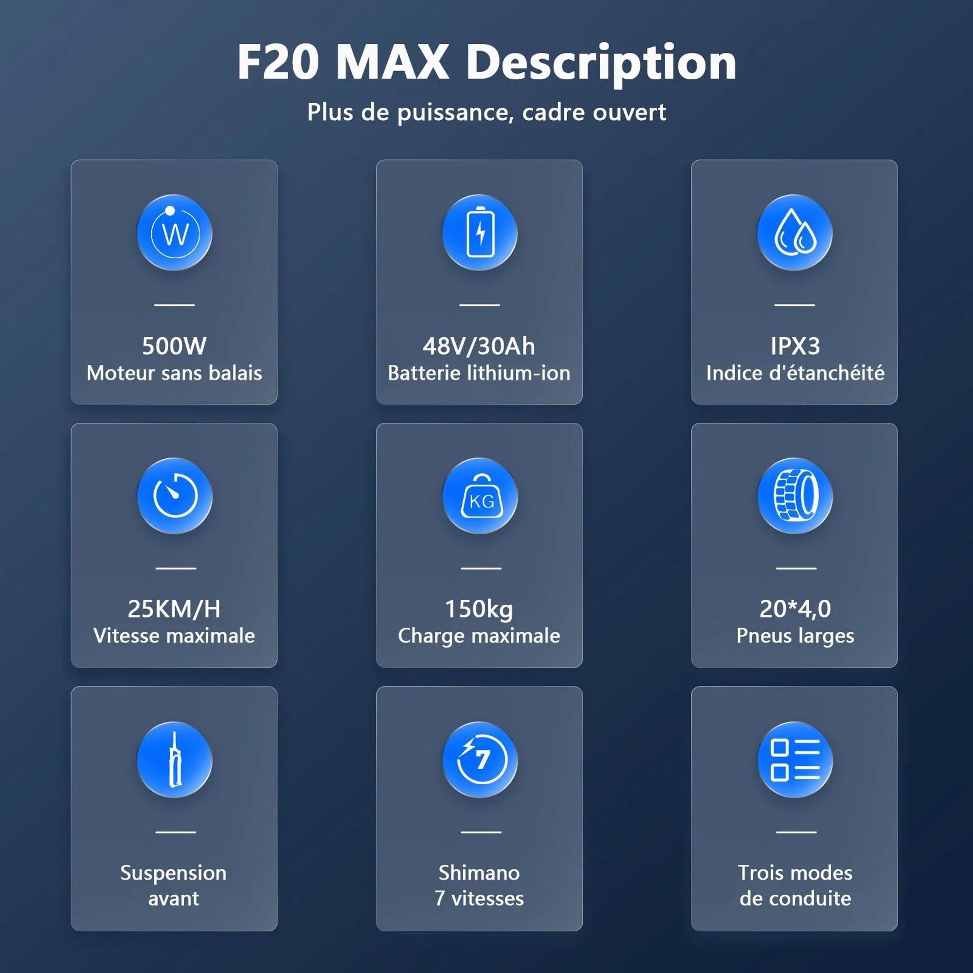 Vélo électrique FAFREES F20 Max - Batterie 48V30AH Pneus 20" Freins à disque mécaniques - Noir