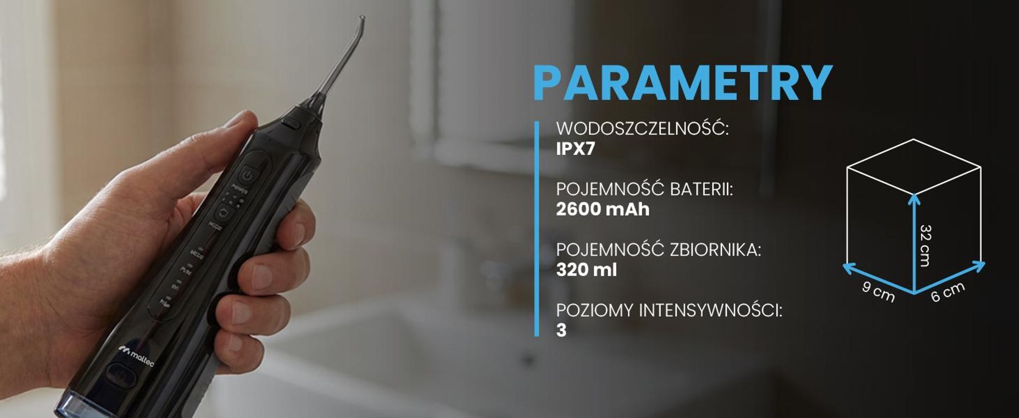 Wydajny irygator do jamy ustnej z baterią i etui podróżnym