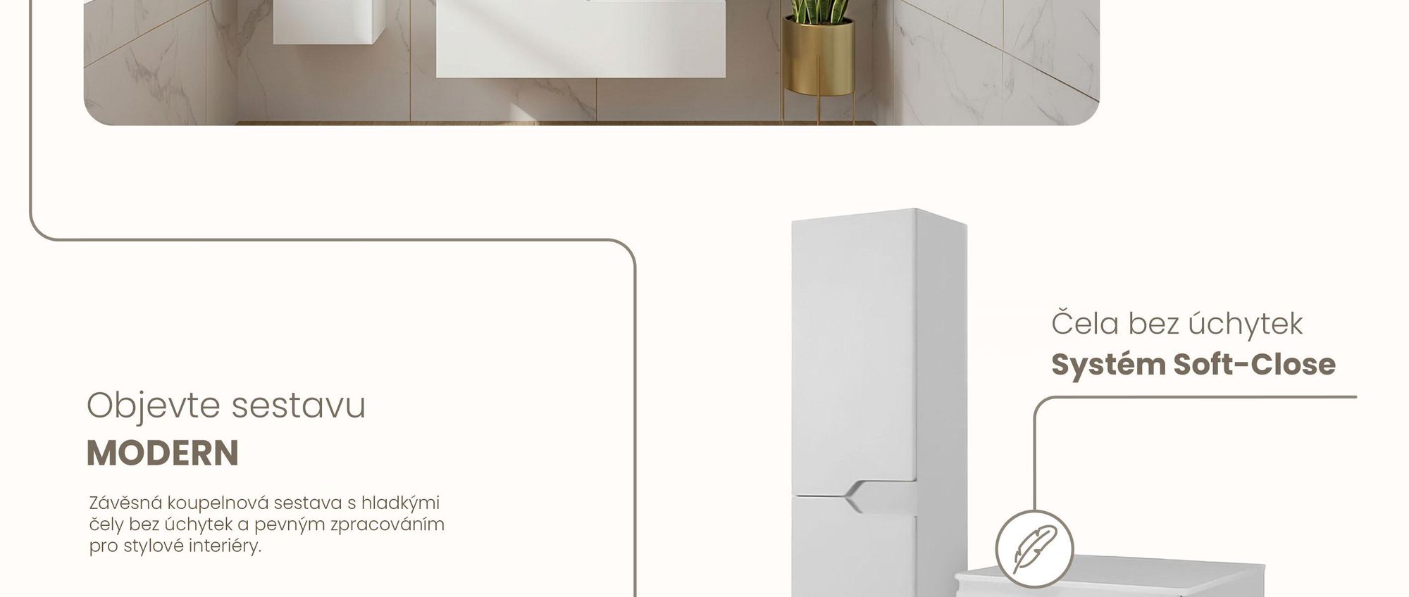 RODAN | Sada Koupelnového Nábytku - Bílá - Vysoká Koupelnová Skříňka a Skříňka pod Umyvadlo 60 cm - Skříň S Deskou Stolu - Závěsné - MDF - MODERN