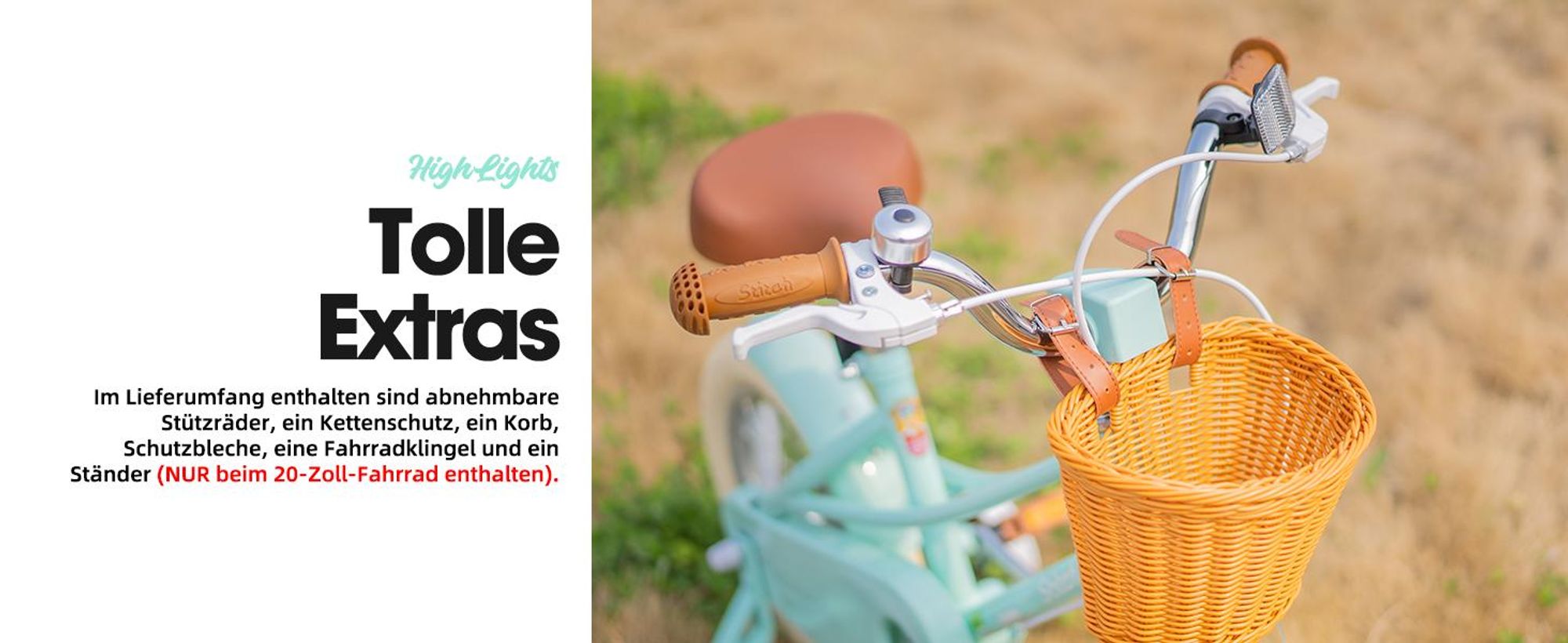 STITCH 12/14/16/18/20 Mädchenfahrrad für 2-13 Jahre alte Kinder, 12" 14" 16" Kinderfahrrad mit Stützrädern & Korb, Kotflügel 20 Zoll mit Ständer, Gelb