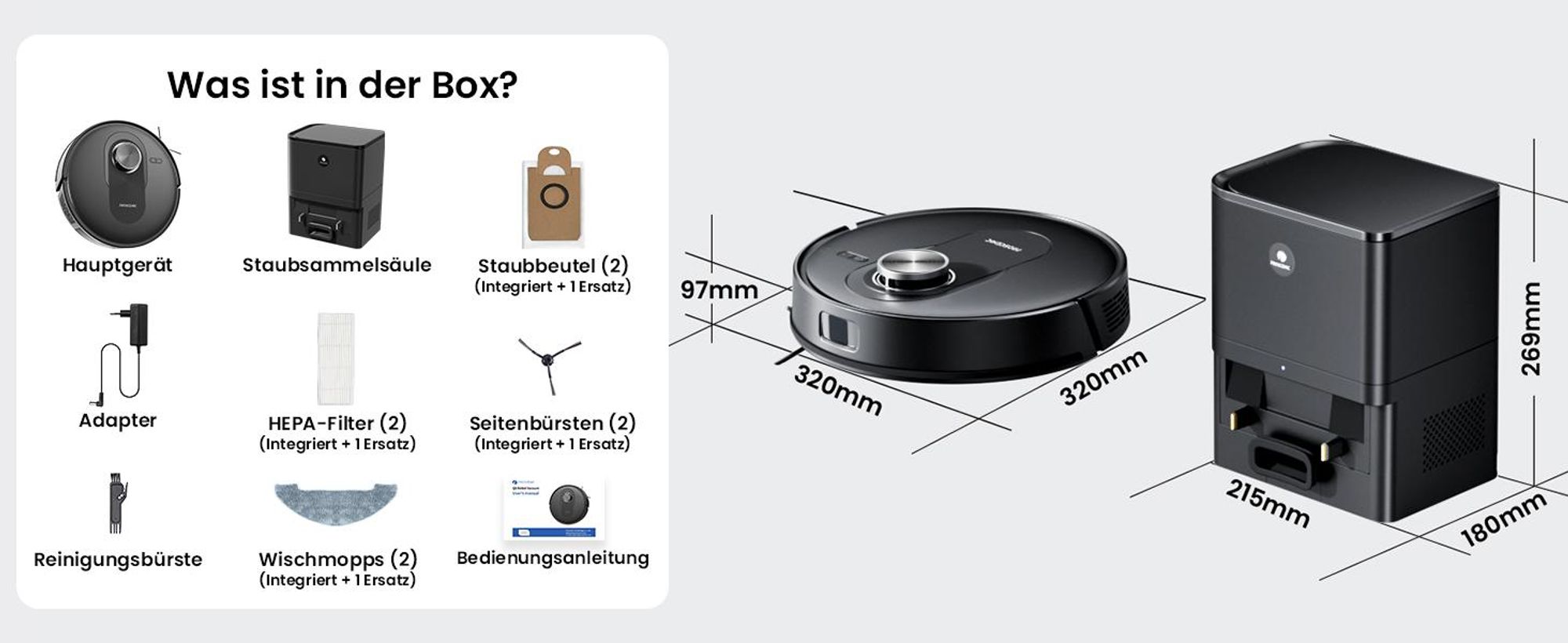 Proscenic QO8 Max+Staubsauger Roboter, Saugroboter mit Wischfunktion, 8000Pa, 200 min, Alexa, Google Home, Siri oder IFTTT,360° LiDAR-Navigation, , 3L