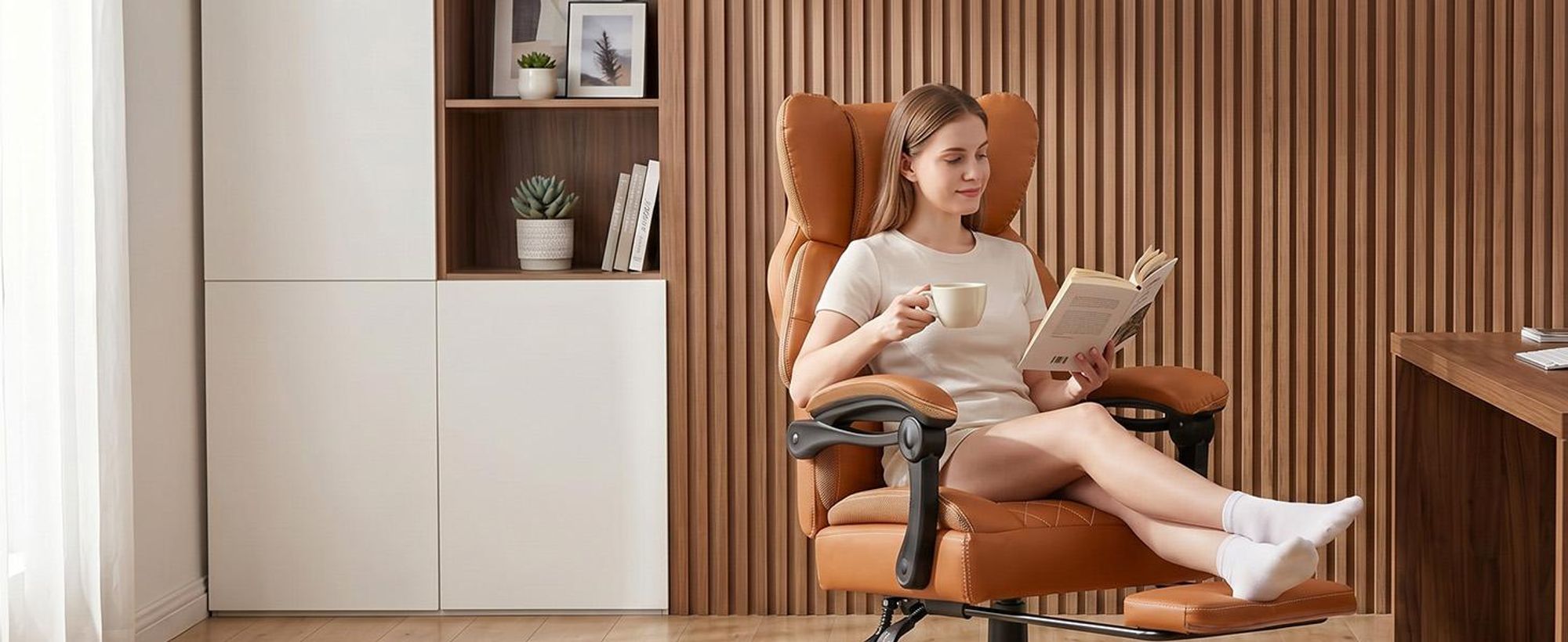 GTPLAYER Gaming Stuhl, Ergonomischer Bürostuhl mit Fußstütze und Lendenstütze, Hochlehner Chefsessel für Große, breiter Computersessel, Höhenverstellb