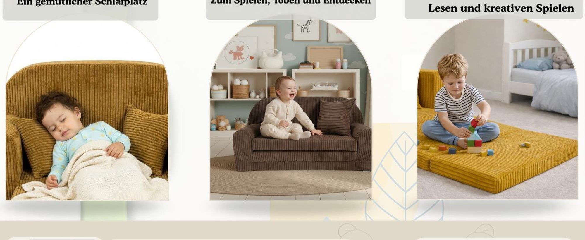 Mini-Kindersofa - Kindersofa aus Cord in Hellgrau abnehmbarer waschbarer Bezug ausklappbar  Kuschelcouch für Kinder