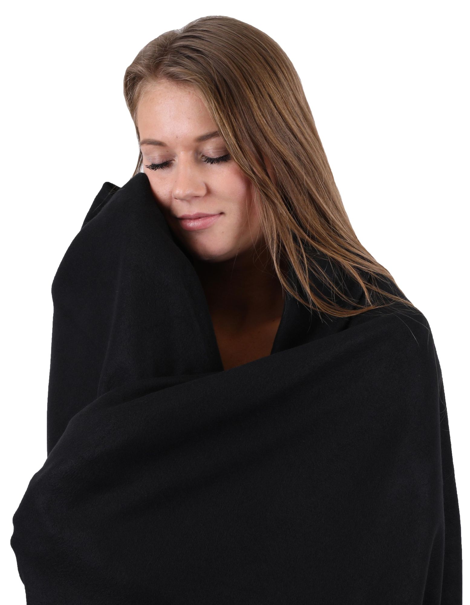 Betz Fleecedecke 2 Stück 130x170 cm 180g/m² – Wohndecke & Kuscheldecke – Flauschige Sofadecke als Tagesdecke – Leicht, wärmend & pflegeleicht –schwarz
