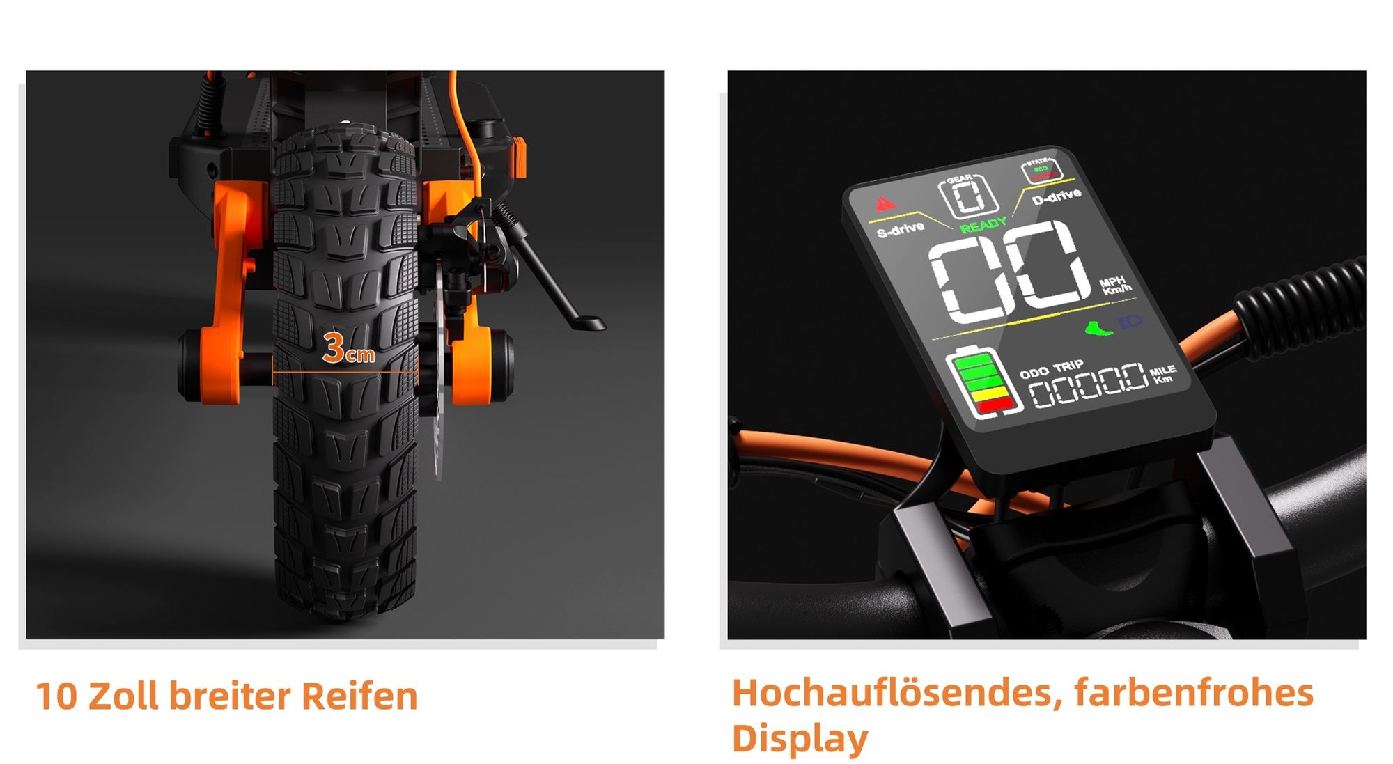 JOYOR S10-S-Z Elektroroller mit Blinkern - 1000 W * 2 Motor 60 V 18 Ah Akku 70 km Reichweite Scheibenbremse - Schwarz
