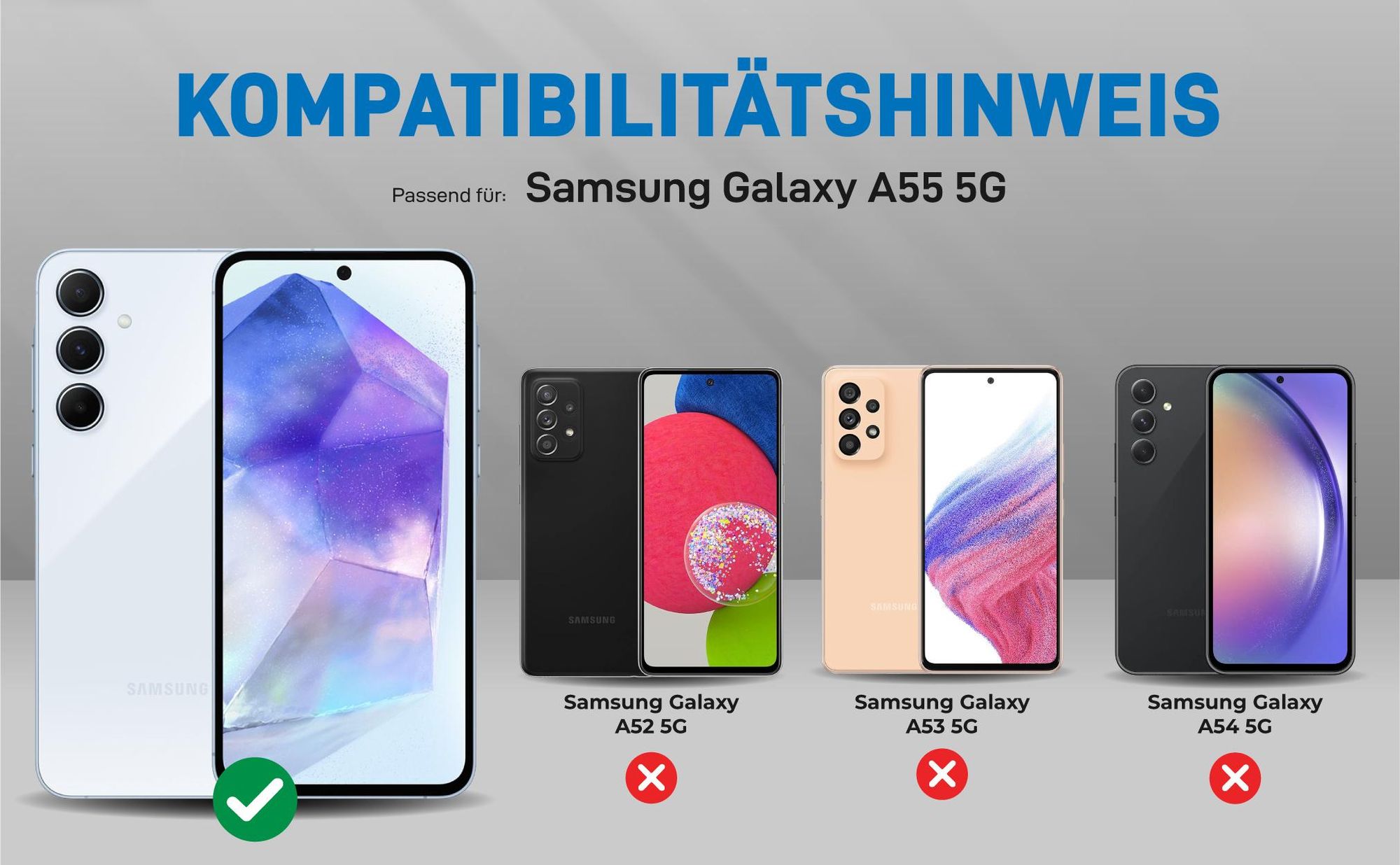 Kompatibilitätshinweise Hülle für Samsung Galaxy A55 5G