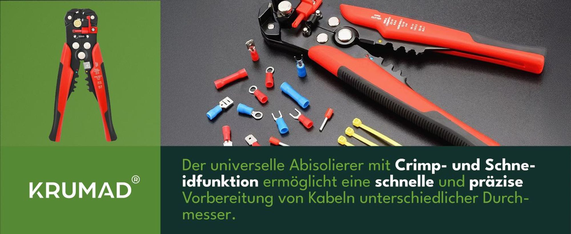 KRUMAD Automatische Abisolierzange Set, Abisolierwerkzeug mit Crimpzange & Kabelschneider, Elektriker Werkzeug für Elektroinstallation
