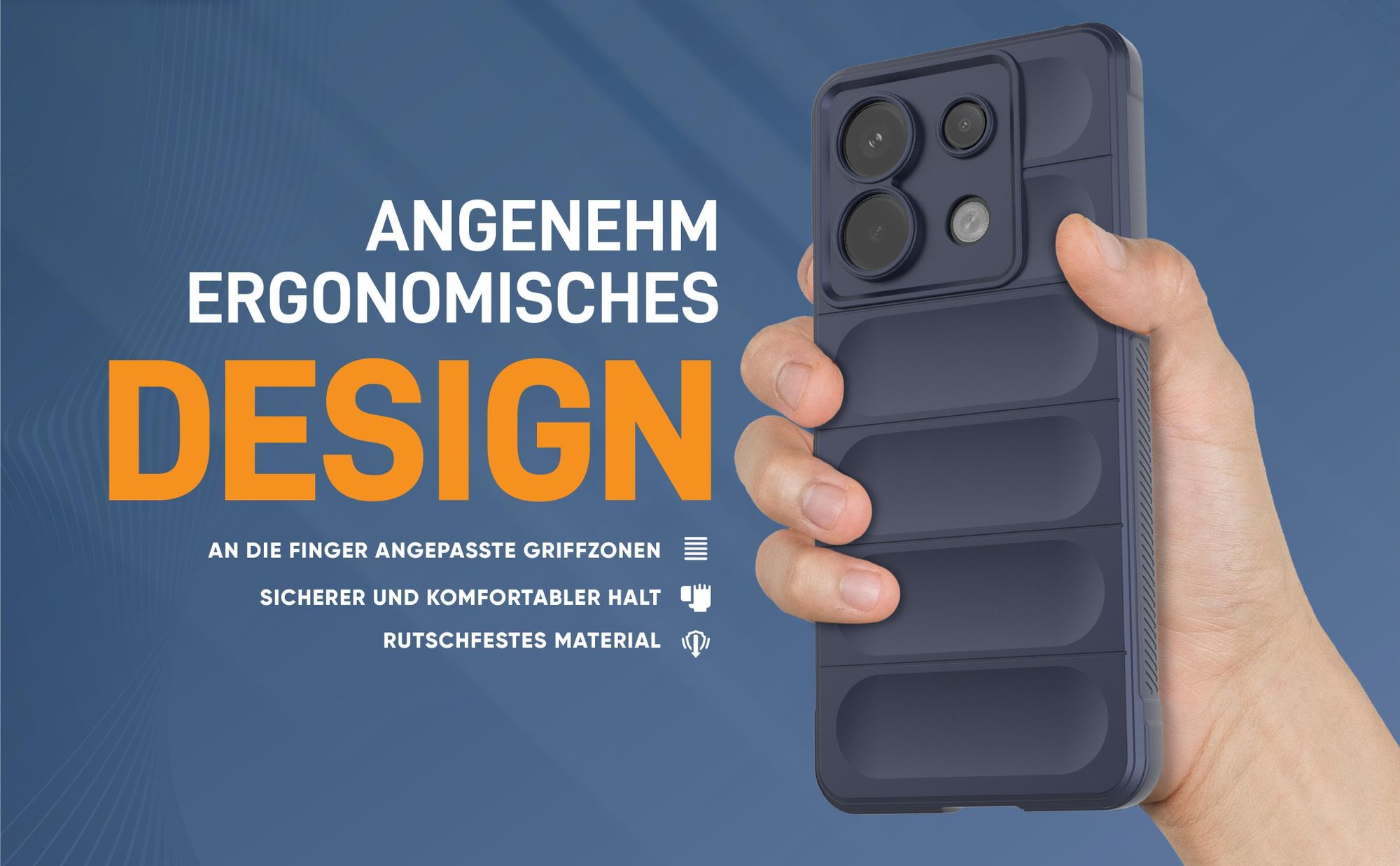 Blaue rutschfeste Hülle für Xiaomi Redmi Note 13 Pro 5G mit weichem Mikrofaser Inlay