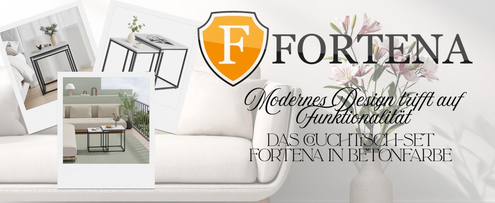 FORTENA Couchtisch 2er Set Quadratisch Weiß Schwarz – Modern Wohnzimmertisch Beistelltisch
