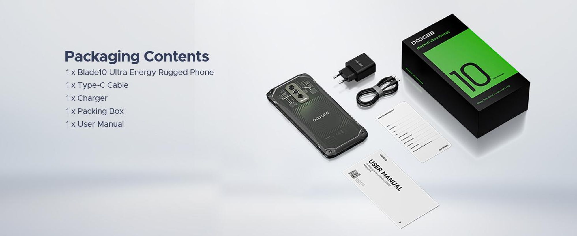 Doogee Blade 10 Ultra Energy, 16,7 cm (6,56 palců), 6 GB RAM, 128 GB úložiště, 64 MP fotoaparát, operační systém Android 16.0, černá barva