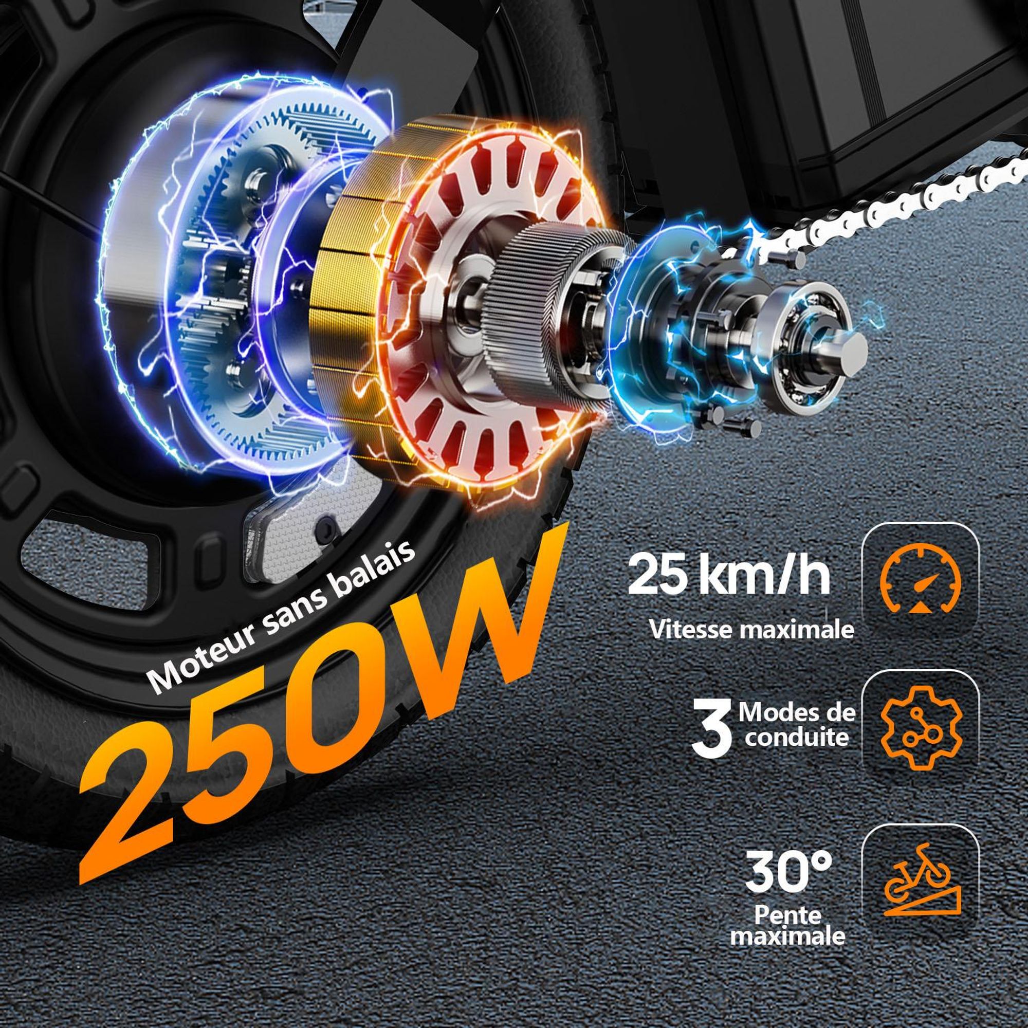 Vélo électrique URLIFE F1L - Moteur 250W Batterie 48V 7.5Ah Pneus De 14 Pouces  Freins à Disque - Noir
