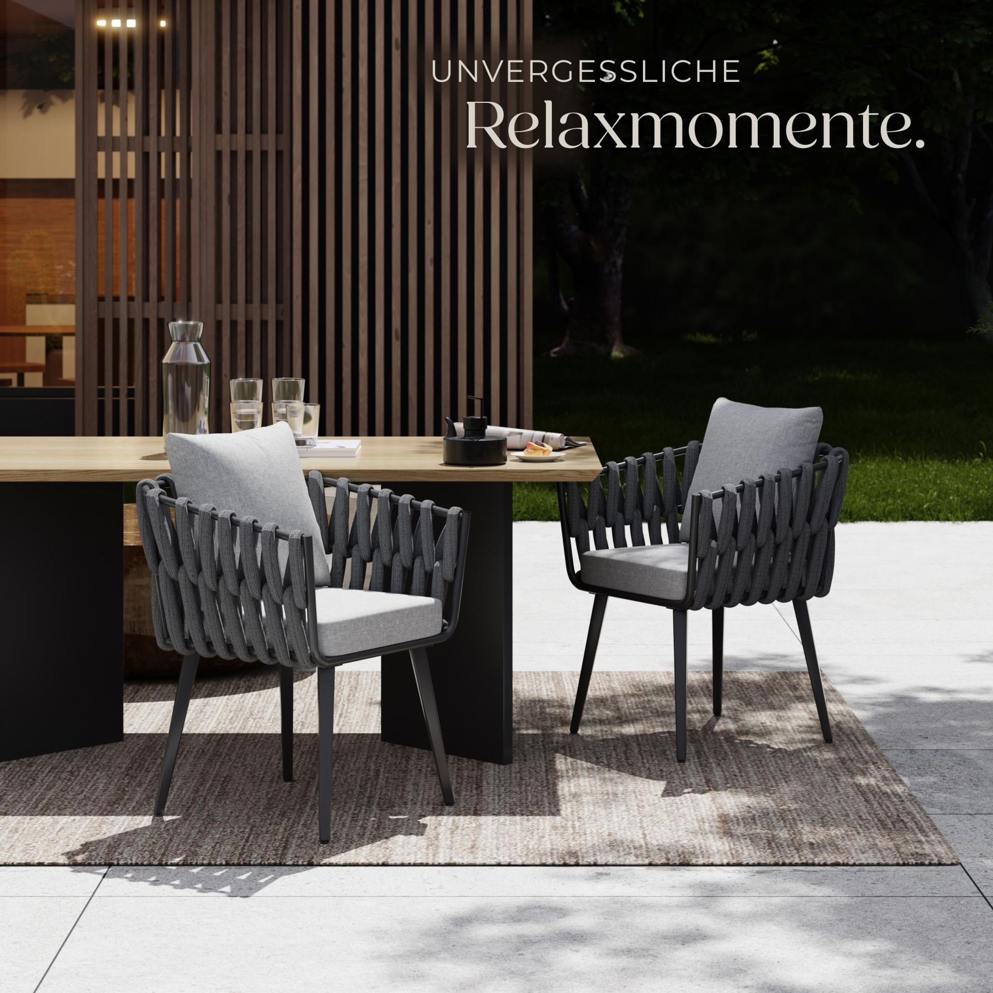 tectake® Stuhl Lugano im Rope-Design mit Aluminiumgestell