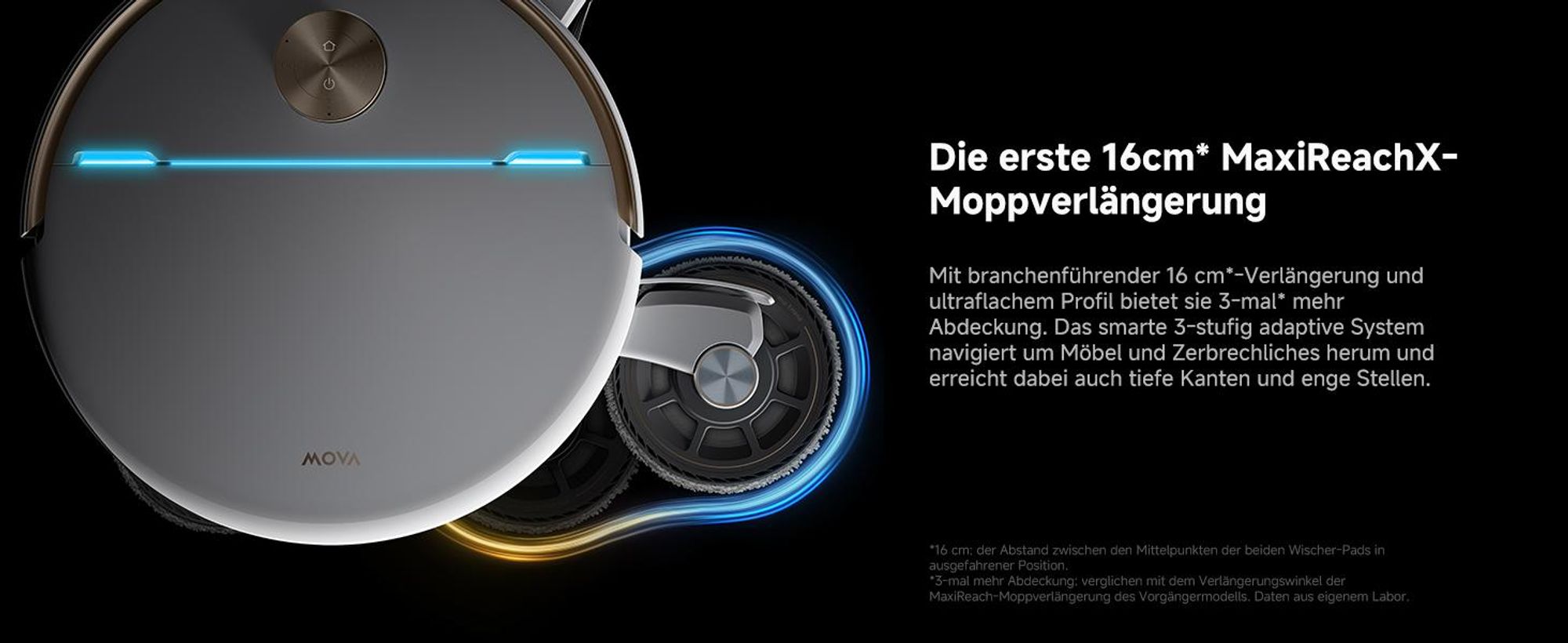 MOVA V70 Ultra Complete Saugroboter, 40000 Pa, MaxiReachX™ Kantenreinigung, 9 cm Hindernisüberwindung, EcoCyclone™ Staubabsaugung, All-in-One Station
