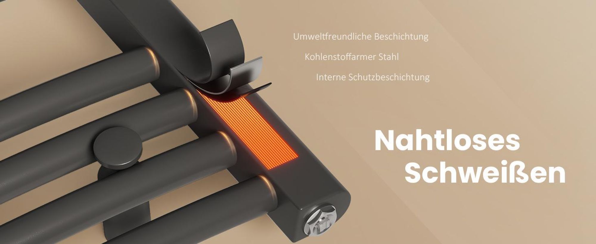 EMKE Elektrisch Handtuchwärmer 75X50cm 300W Anthrazit gebogen Badheizkörper klassisch elektrisch Heizstab Thermostat Handtuchheizkörper
