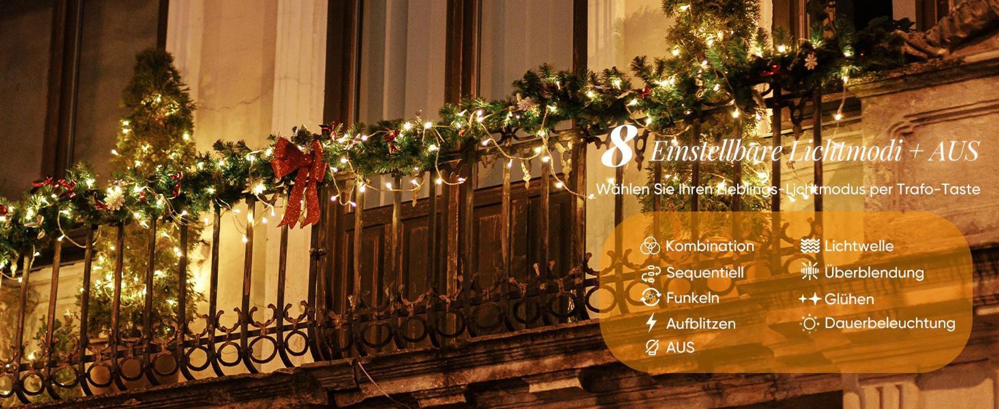 SALCAR 15m 220er LED Lichterkette Weihnachten, für Weihnachtsdeko Party Hochzeit, Transparente Kabel, Warmweiß