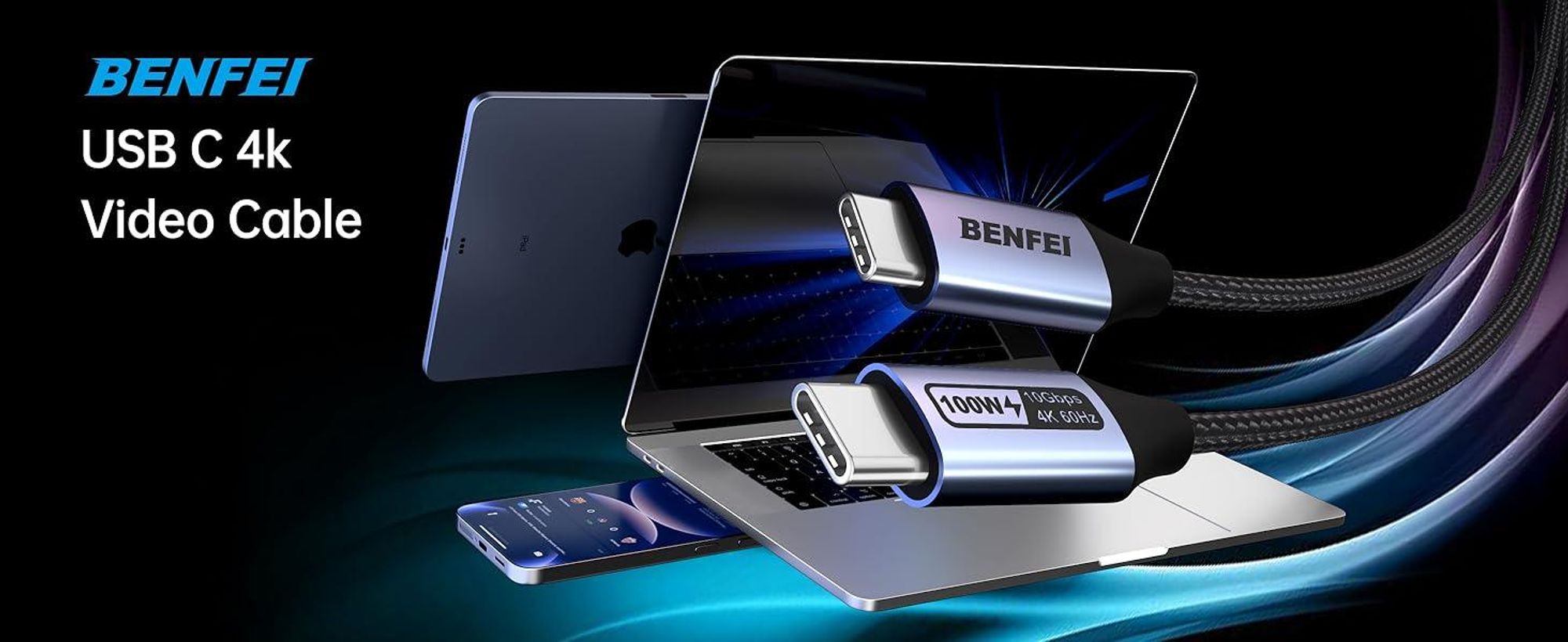 BENFEI USB-Kabel USB C auf USB C Monitor Kabel 4K 120Hz 100W PD