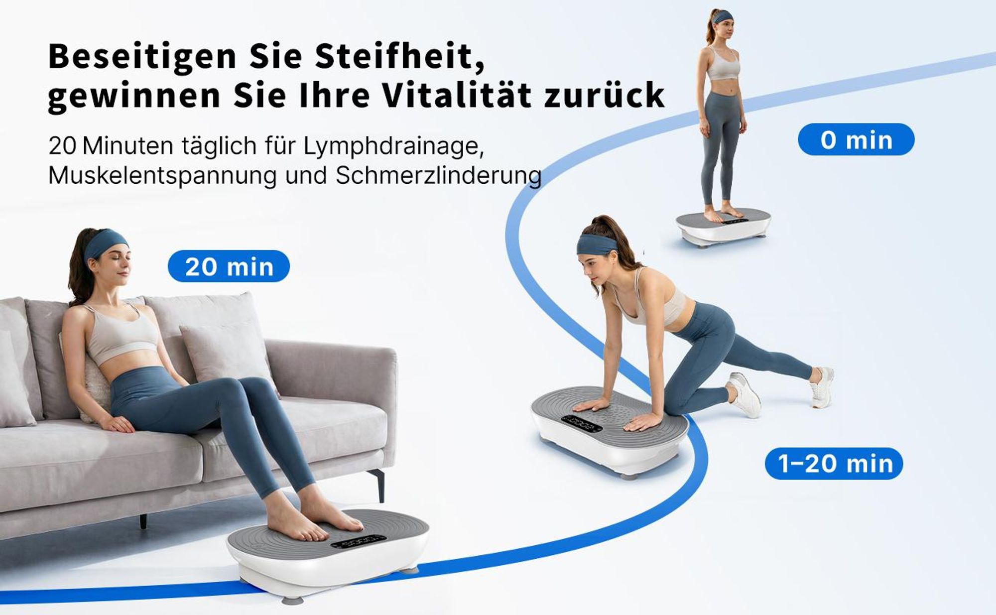 Vibrationsplatte, leise und Kompakte Vibrationsplatte mit LED-Display, mit Fernbedienung, für Ganzkörpertraining zu Hause, bis 158 kg