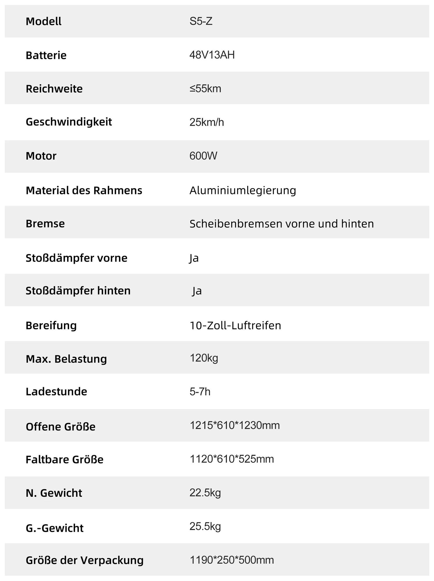JOYOR S5-Z Faltbar Elektroroller - 600W Motor 48V13AH Akku 10 Zoll Reifen Scheibenbremsen Kurvenlicht - Schwarz
