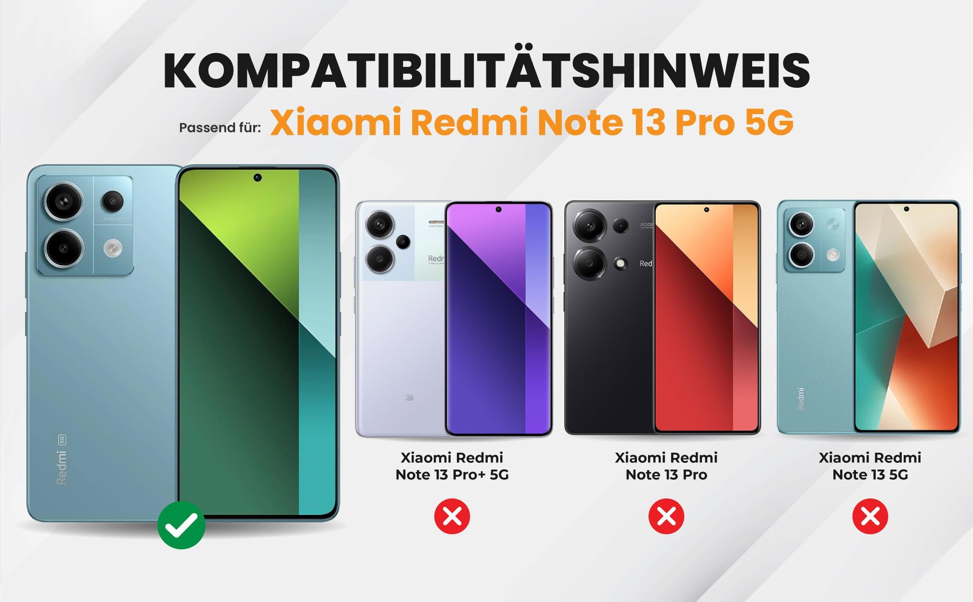 Kompatibilitätshinweise Hülle für Xiaomi Redmi Note 13 Pro 5G