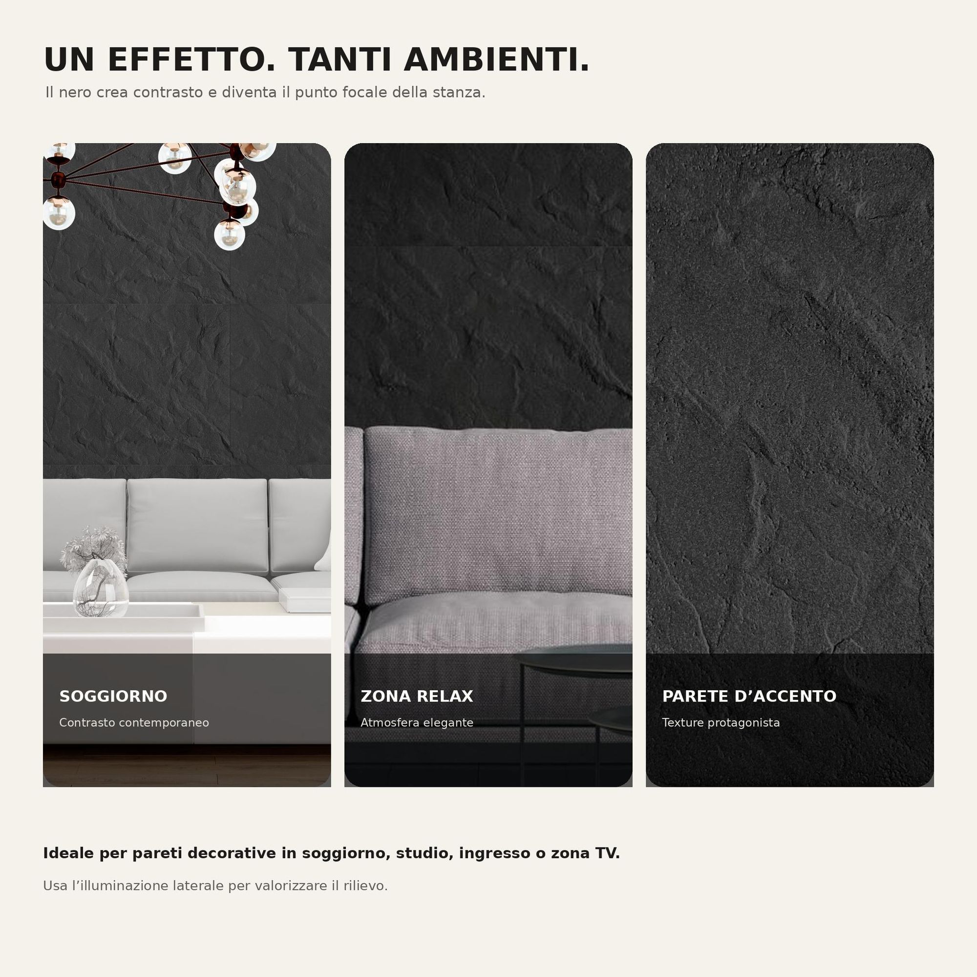 un effetto Pannelli murali 3D in polistirene nero