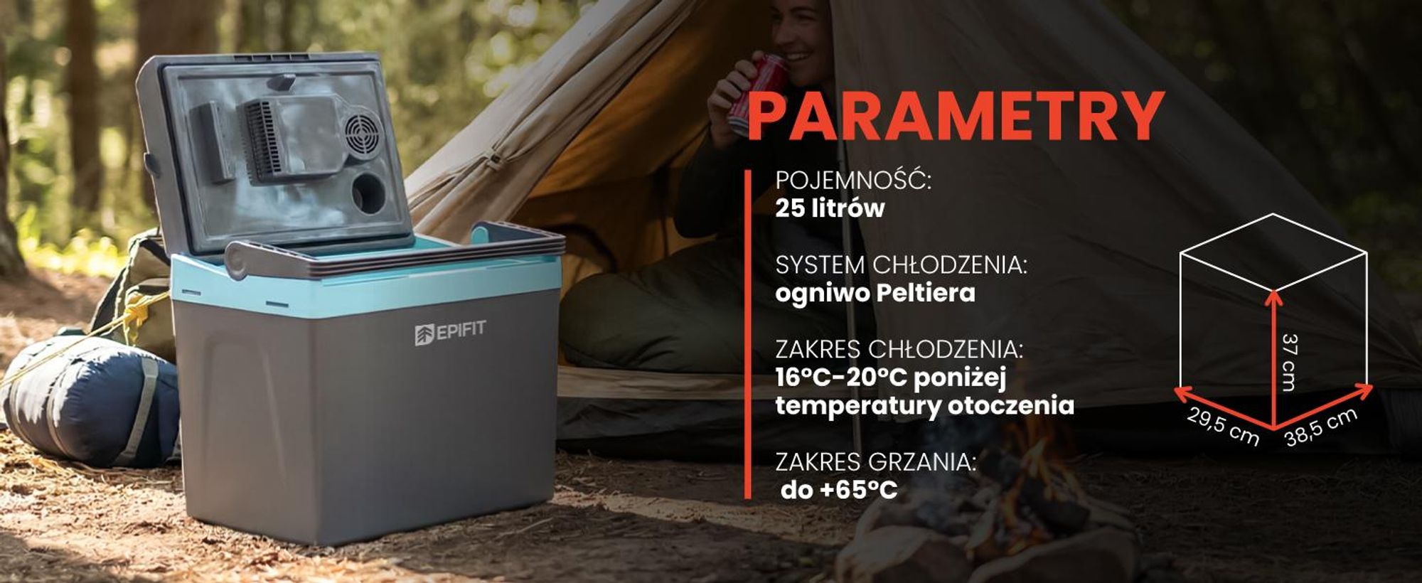 Przenośna lodówka turystyczna 25 litrów na gniazdko samochodowe 12V oraz 230V