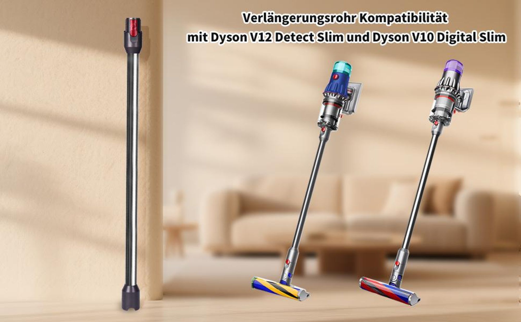 Verlängerungsrohr für Dyson V12 Detect Slim / V10 Digital Slim Stabstaubsauger, Ersatz Saugrohr Zubehör