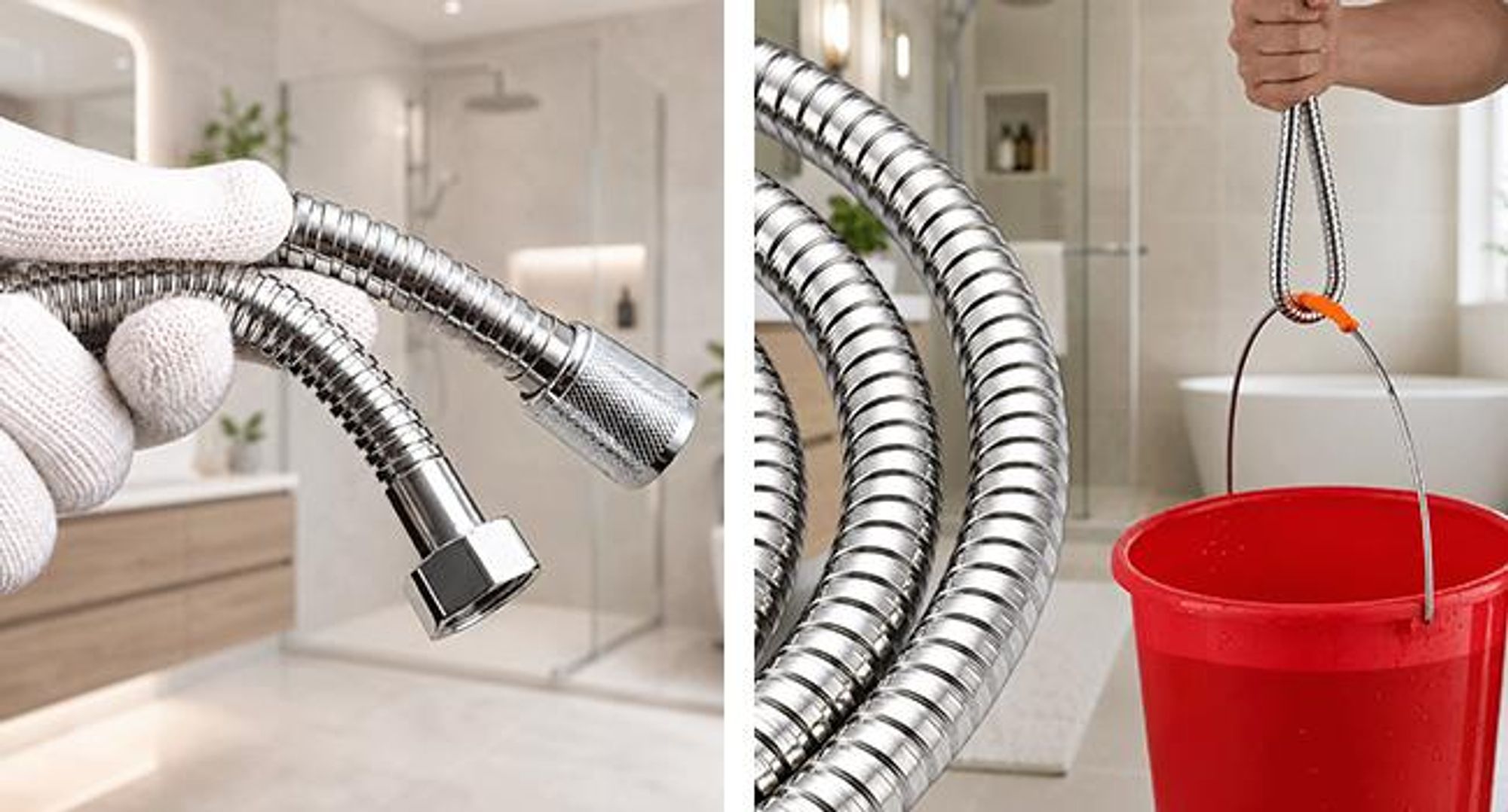 KRUMAD Duschschlauch 1,5 m Edelstahl, Brauseschlauch flexibel, Handbrausenschlauch, Verlängerung für Dusche, leichter Ersatzschlauch Badezimmer