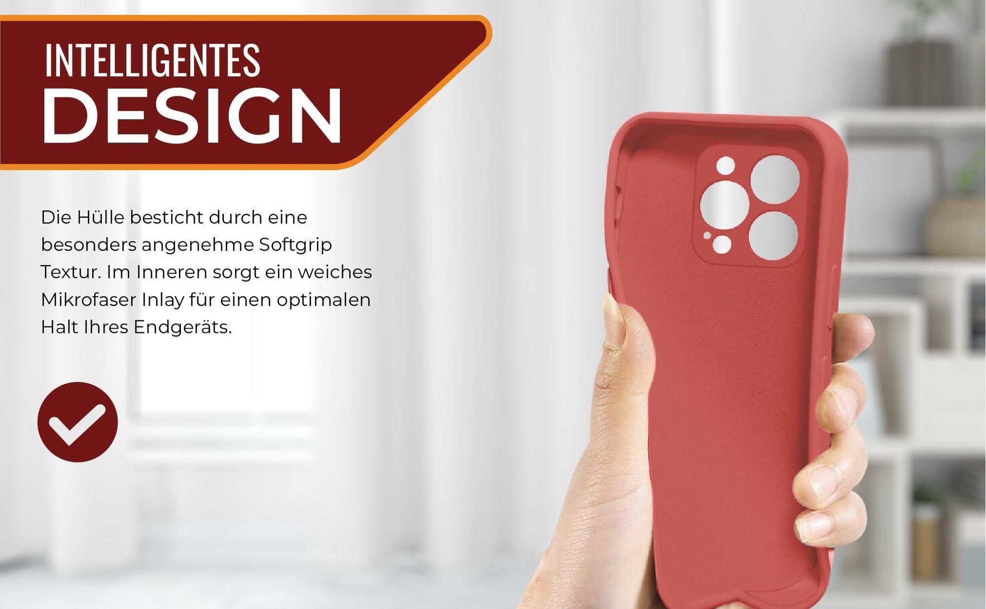 Slimcover in Rot für Apple iPhone 16 Pro Max mit Mikrofraser Inlay