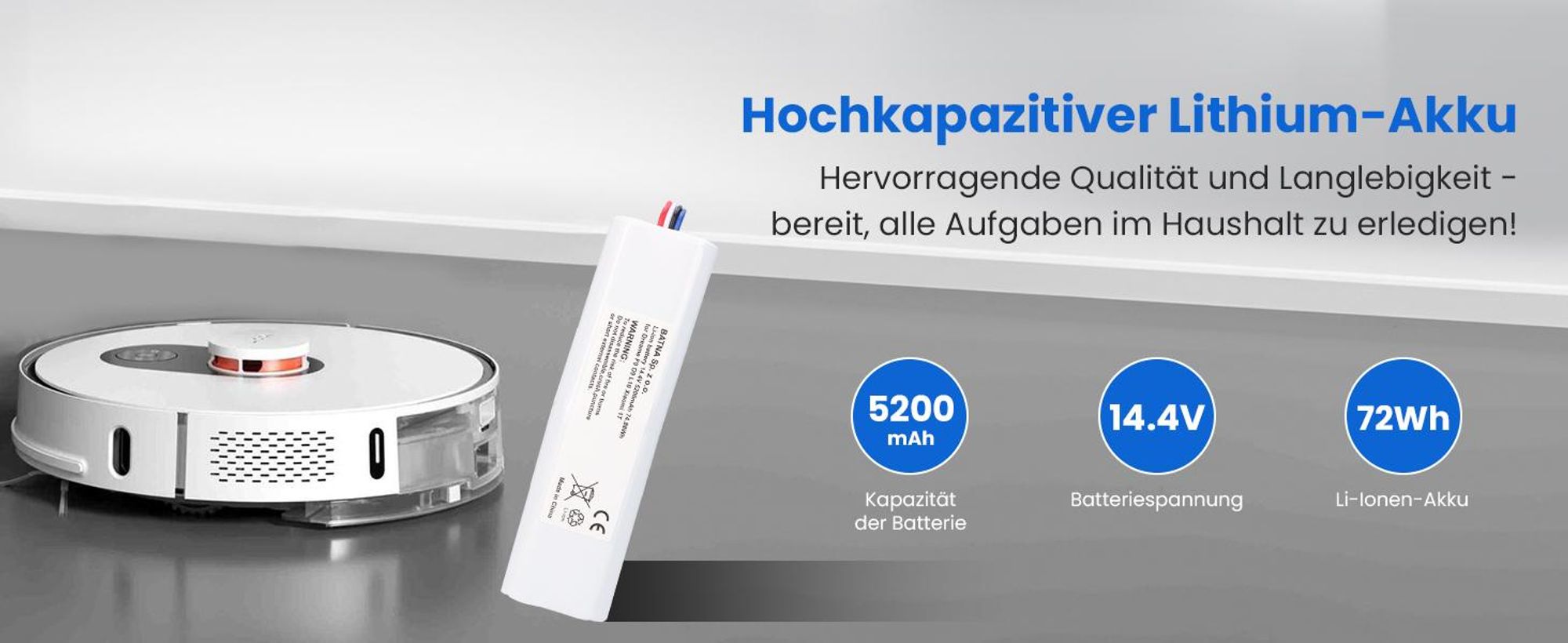 Extralink Akku für Staubsauger F9/D9/D9 PRO/D9 Max/L10 Pro Robot/Xiaomi 1T 14,4 V 5200 mAh
