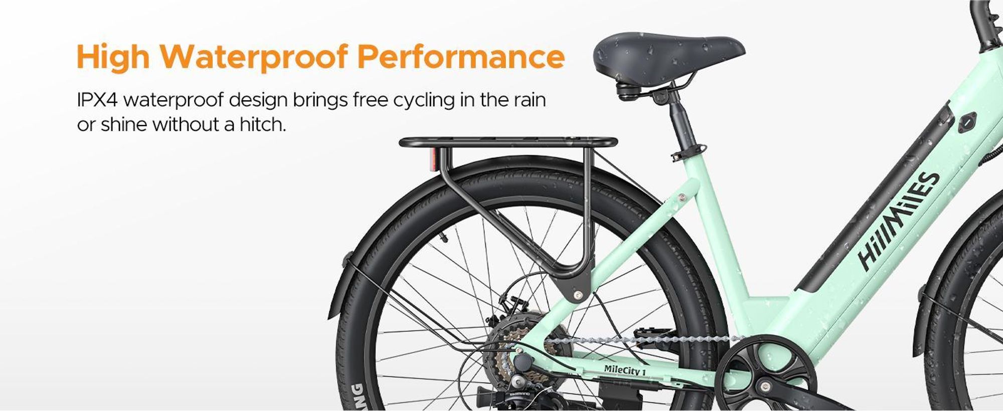 HillMiles E Bike, městské elektrokolo a E-Hollandbike s 36V 13Ah baterií do 80-100km, SHIMANO 7 rychlostí, 250W motor a 25km/h, MileCity1