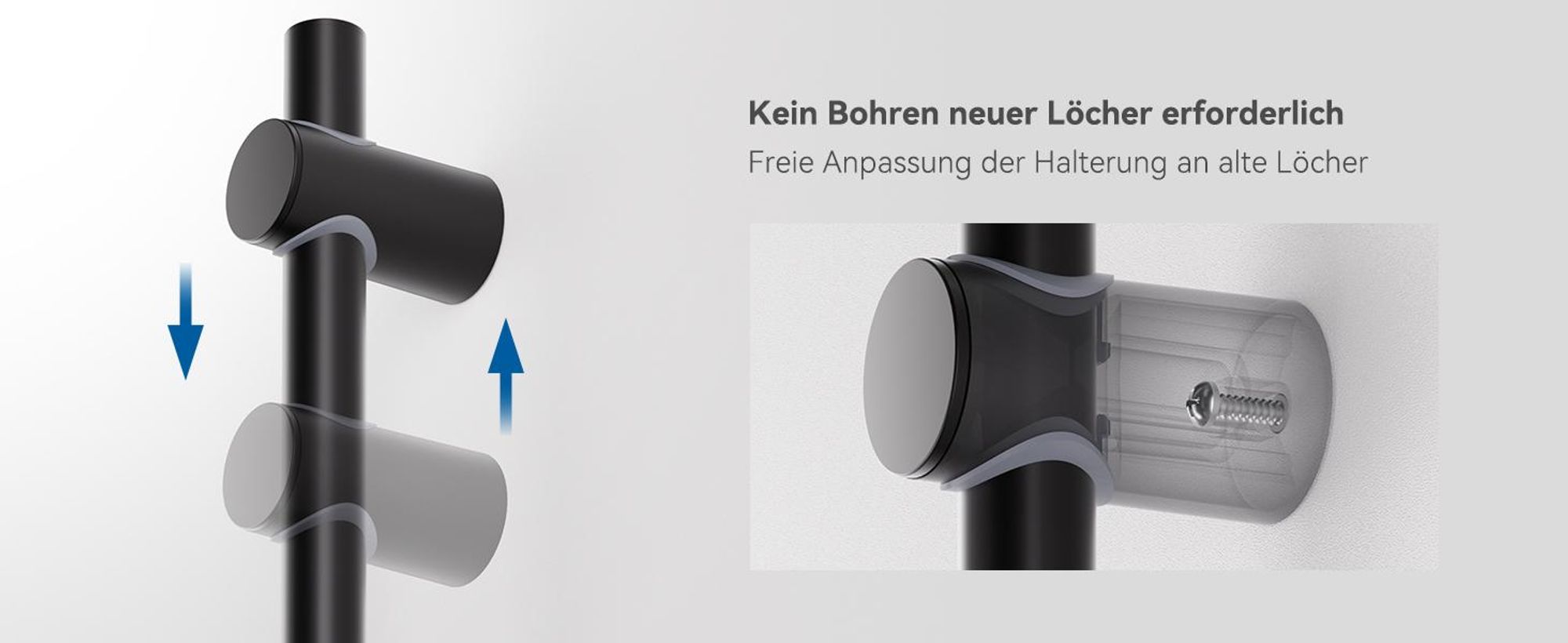 Auralum Duschstange,90 cm Verstellbar,Universelle Duschstange Duschstange  Runde Wandhalterung,schwarz