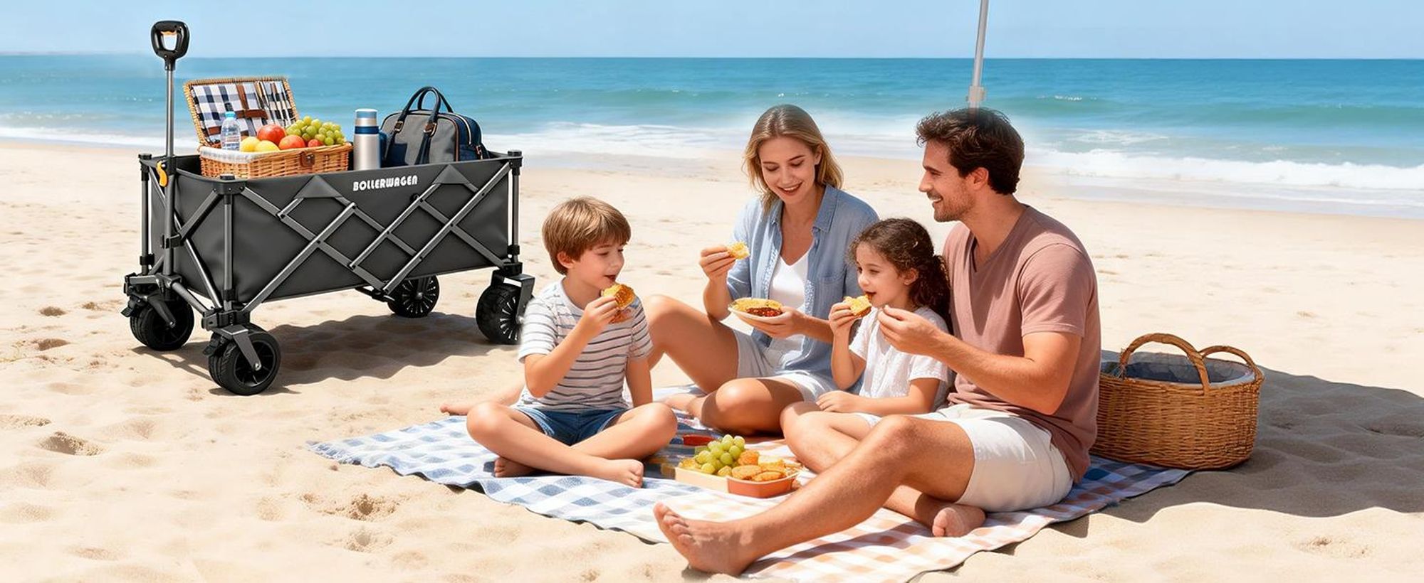 Elektrokarre Bollerwagen Akku 280L 120KG mit 50W bürstenlosem Motor Belastbar Gartenwagen mit 4.0AH Akku, 3 Gang, Faltbar Camping Strand Garten, Grau