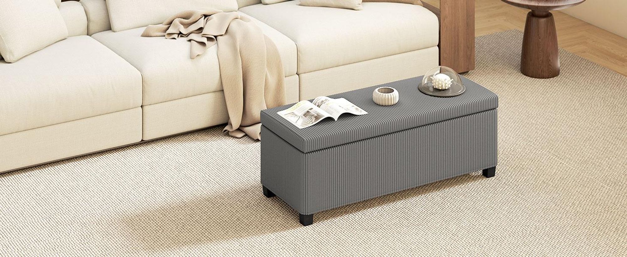 HOMCOM Sitzbank mit Stauraum Polsterbank 112 x 42 x 40 cm mit abnehmbarem Deckel