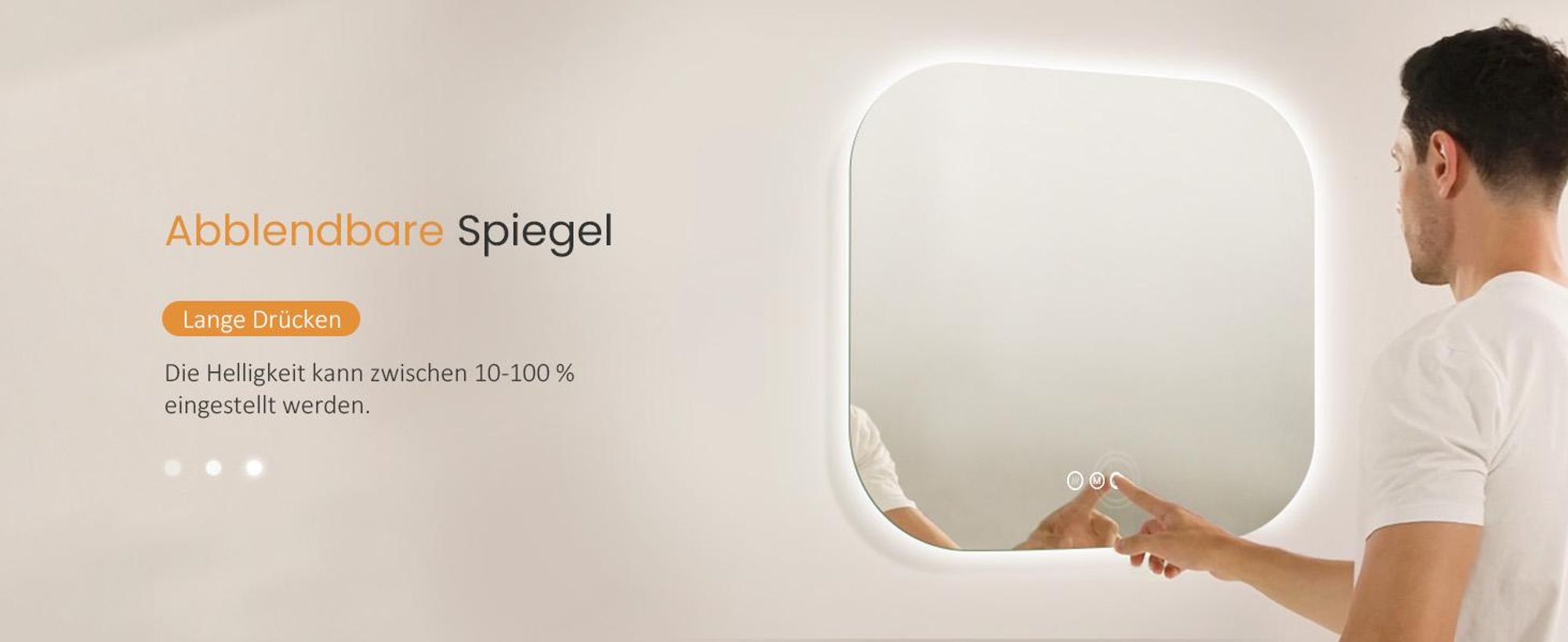EMKE LED Badspiegel 50 x 50 cm Badezimmerspiegel mit Beschlagfrei, 3 Lichtfarbe Badezimmerspiegel mit Touch-schalter, Dimmbar Wandspiegel mit Speicherfunktion