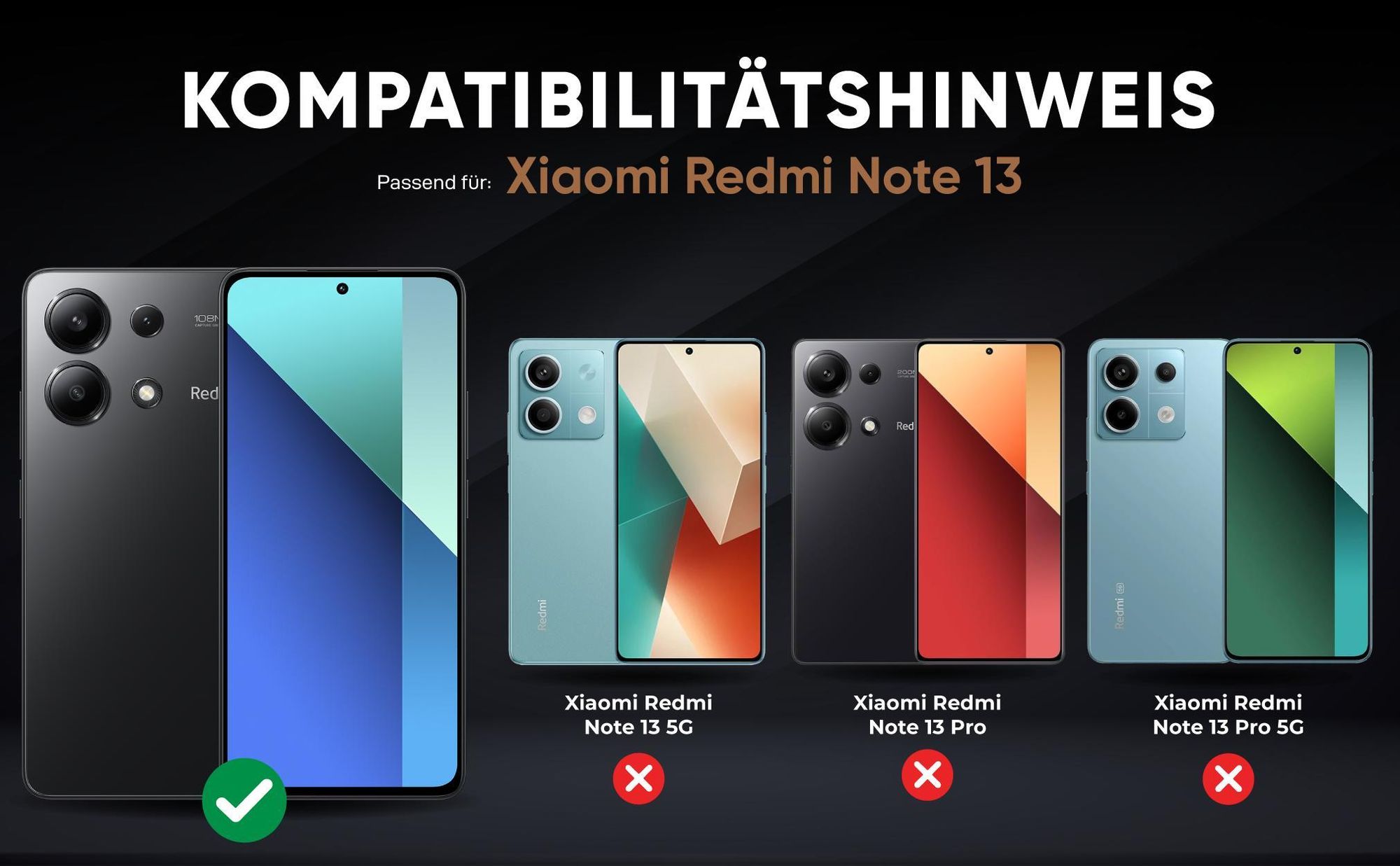 Kompatibilitätshinweise Hülle für Xiaomi Redmi Note 13