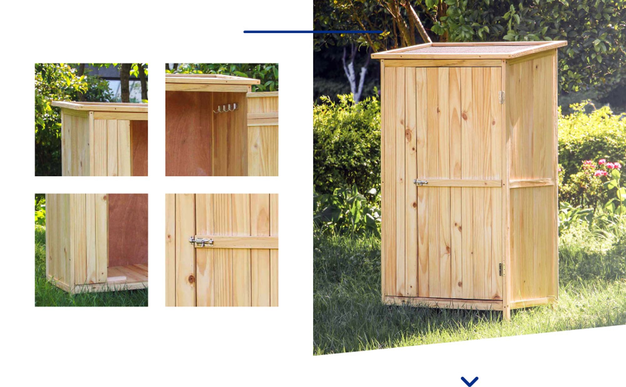 Wiltec Gartenhaus mit 1 Tür in Naturfarbe holz 92 x 57 x 154cm Gerätehaus für den Garten Geräteschuppen Gartenschrank Geräteschrank