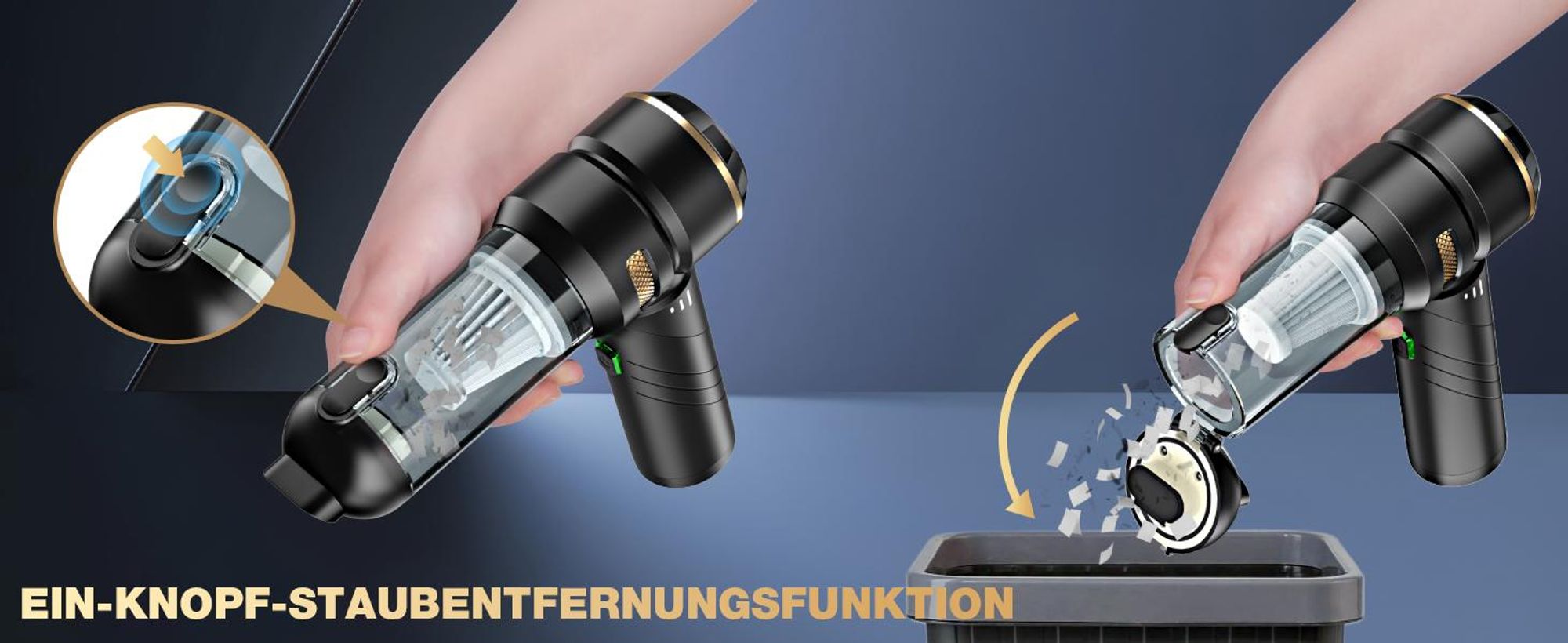 Handstaubsauger Akku 4-in-1,Auto Staubsauger ,25000PA Handstaubsauger Kabellos,3-Gang Bürstenlos staubsauger für Auto,PC,Sofa,Haus& Tierhaar Reinigung