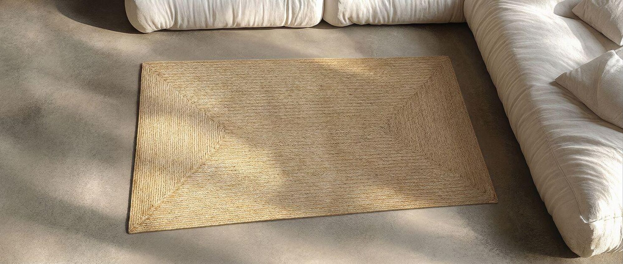 tectake® Geflochtener Teppich 150x80 cm Boho aus Jute- und Kunstfasern pflegeleicht Juteteppich Flachgewebter Teppich in braun