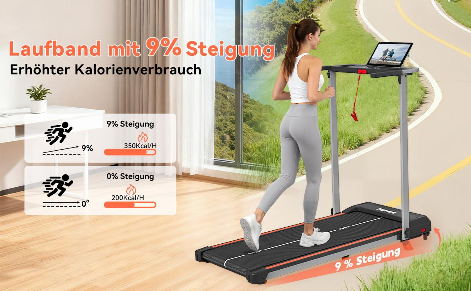 Kehot Laufband für Heimtraining, FUR ZU HAUSE,1–12 km/h, klappbar, leiser Motor, Bluetooth APP