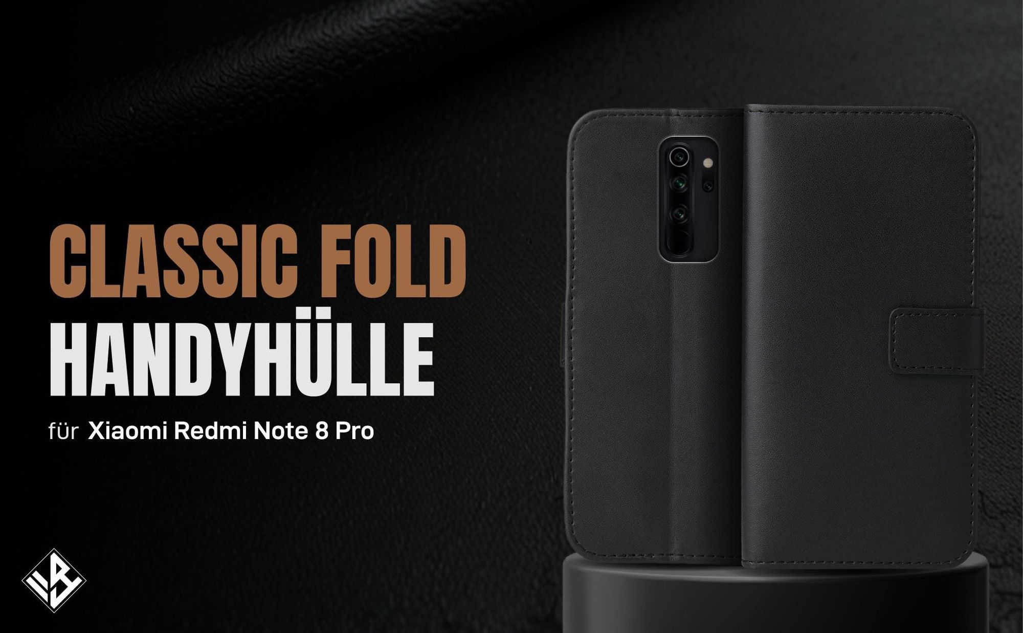 Schwarze Klapphülle für Xiaomi Redmi Note 8 Pro mit Wallet-Funktion