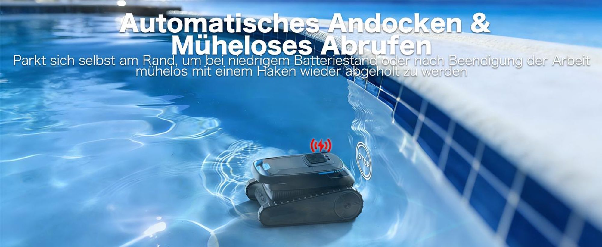 AIRROBO CP20 Poolroboter Kabellos Poolsauger Autoparken und Wandklettern, 3 Motoren 120 Min, für Boden/ Wand/Wasserlinie
