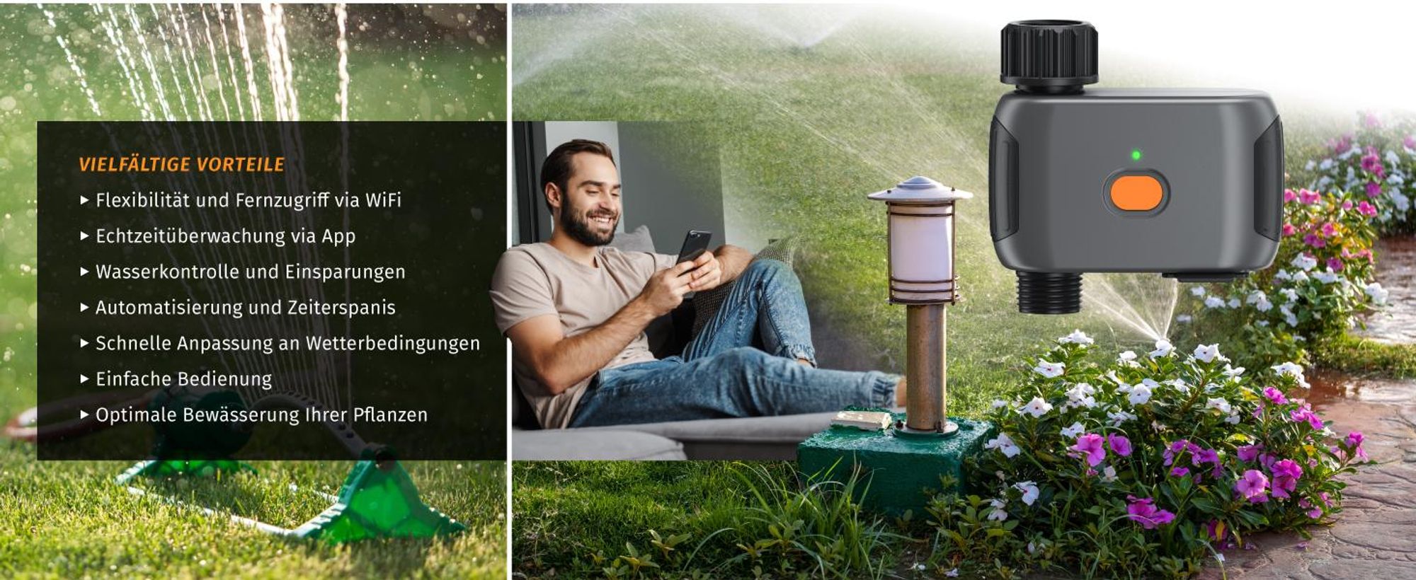 Brandson Bewässerungscomputer mit WLAN/ WiFi , Bewässerungssteuerung, Wasserzeitschaltuhr, Bewässerungsuhr, Smart Life/Tuya App, Regenverzögerung bis 7 Tage, Wifi, Bewässerungstimer