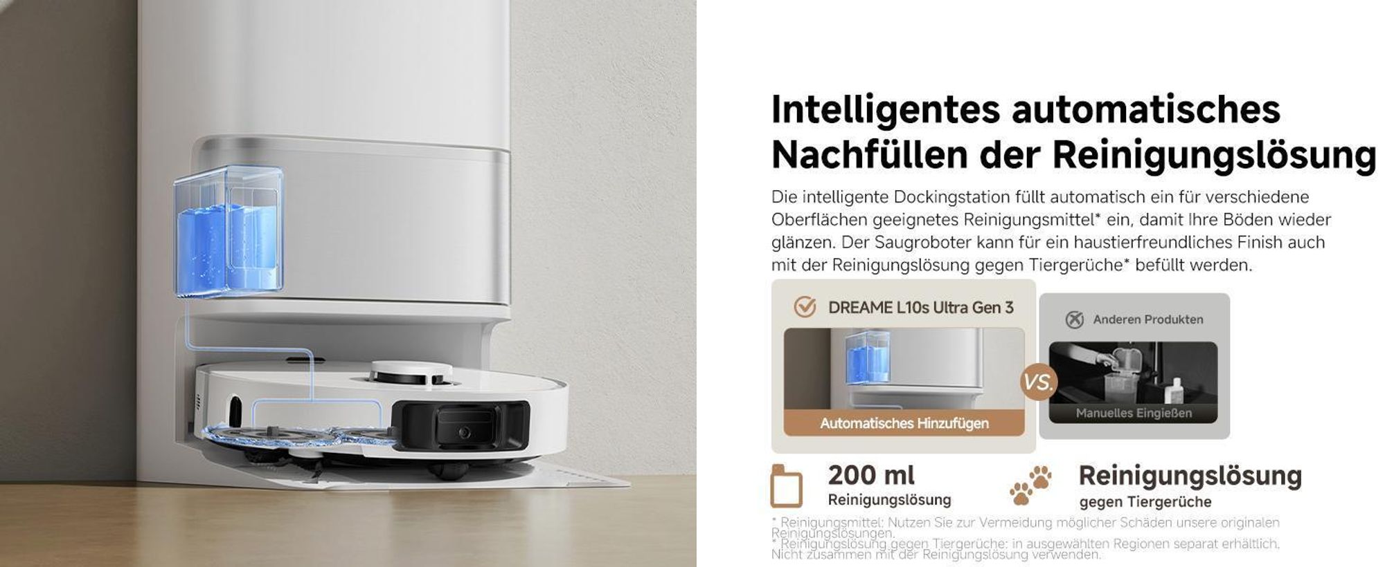 Dreame L10s Ultra Gen3 Staubsauger Roboter mit Wischfunktion&Selbstreinigender Mopp,25KPa Saugleistung,Haustiermodus,All inOne Dock,Teppichreinigung