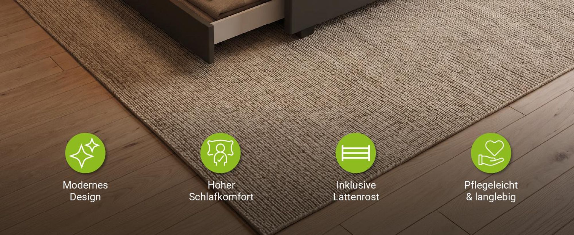 Juskys Polsterbett Lyon 180 x 200 cm grau – Bettgestell mit Lattenrost, Bettkasten & LED Beleuchtung  – Kunstleder & Holz – Bett Doppelbett