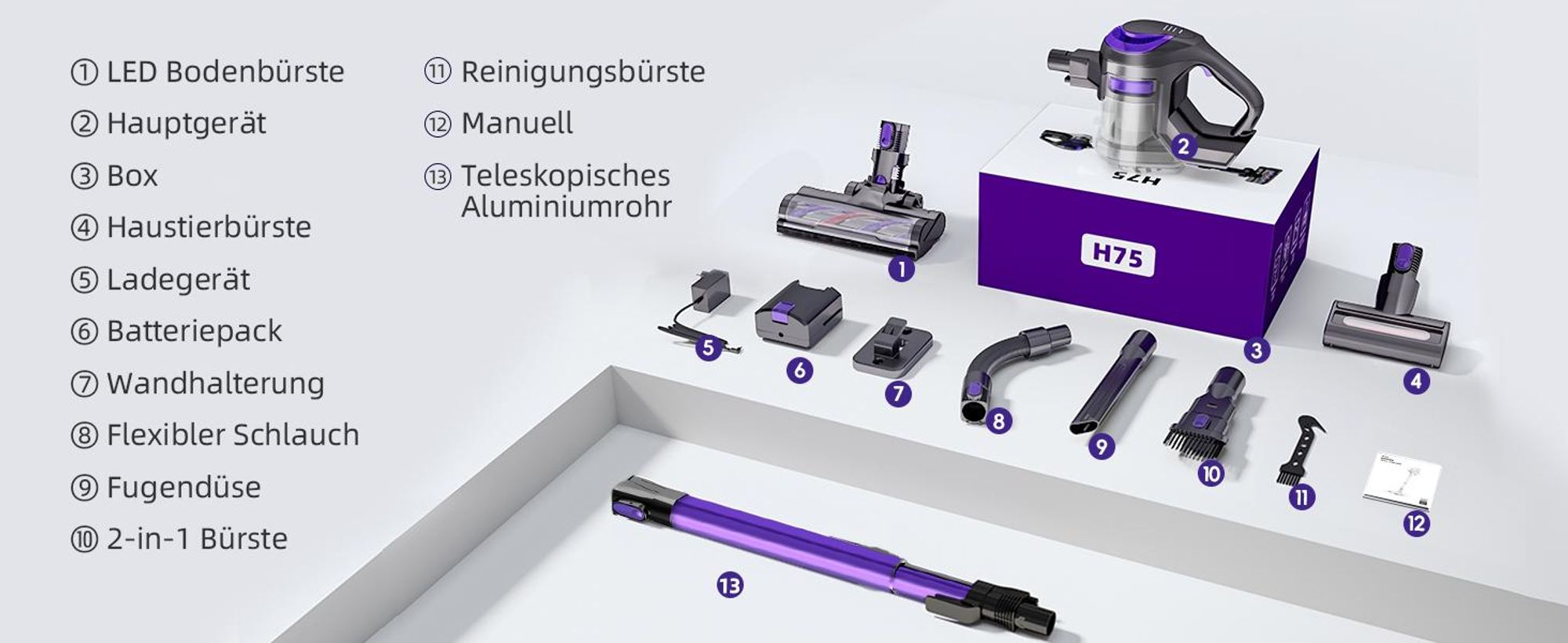 Aiibot 60000PA Akku Staubsauger, Staubsauger Kabellos,Kabelloser Staubsauger, 5 in1 Akkustaubsauger Bürstenloser Motor 50min, für tierhaare, 4HEPA