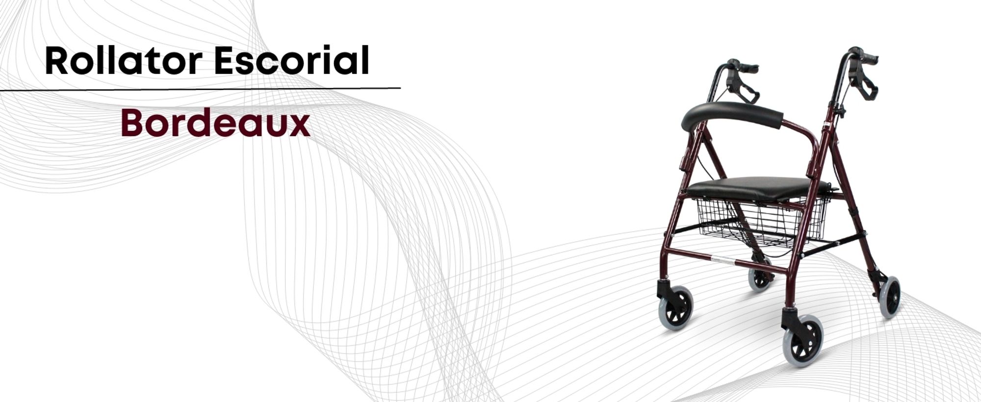 Mobiclinic Rollator Escorial Rollator faltbar und leicht Feststellbare Handbremsen Gehhilfe Aluminium, Abnehmbarer Korb Bordeaux
