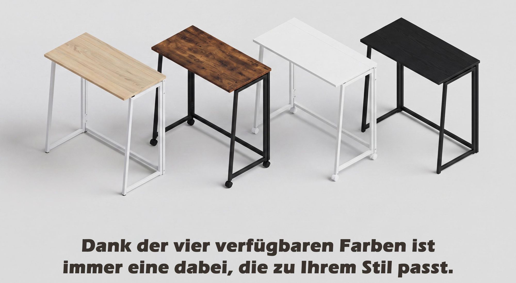 Meubles Cosy Industrieller Klappschreibtisch / Computertisch aus Eiche und weißem Metall - ASCOLI