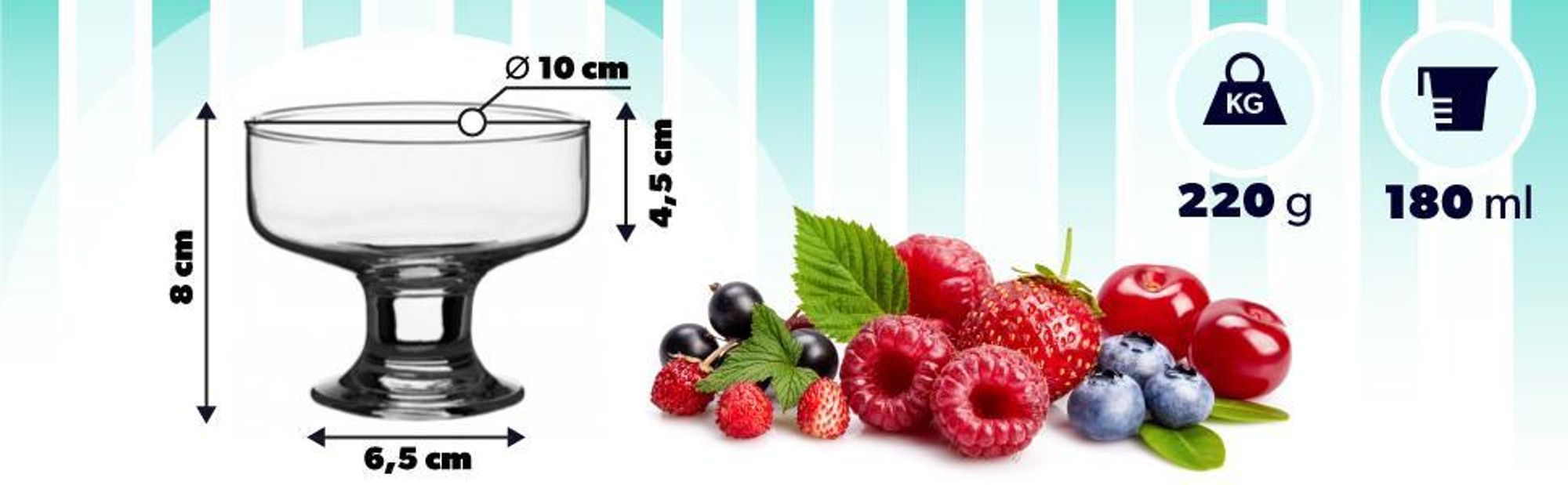 KADAX Eisbecher Glas "Tetlin", Eisschalen, Eisgläser, Dessertschalen für Desserts, Eiscremegläser, 180 ml, 6 Stück