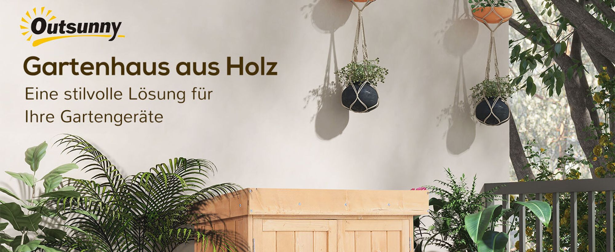 Outsunny Geräteschrank Geräteschuppen Gartenschrank 2 Fächer Tannenholz Natur 74 x 43 x 88cm