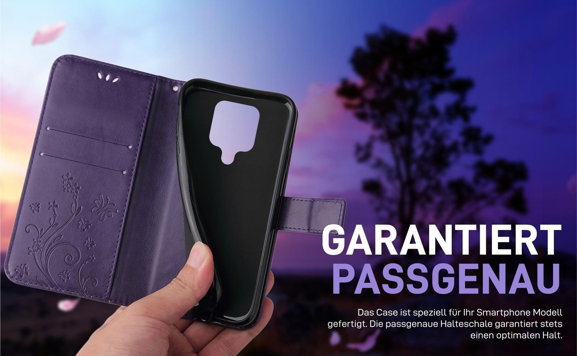 Violette Klapphülle für Xiaomi Redmi Note 9 Pro mit präziser Passform und sicherem Halt